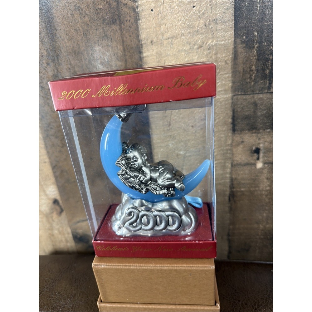 Lenox 2000 Millennium Baby Boy Ornament Pewter‎ Moon NIB Sealed New In Box